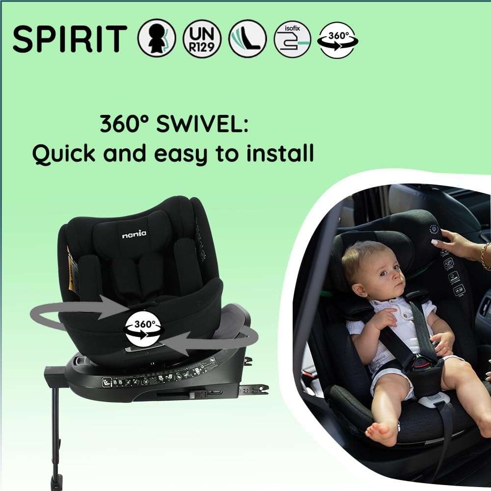 360° Swivel ISOFIX Car Seat 40–150cm Birth–12Y R129 Support Leg