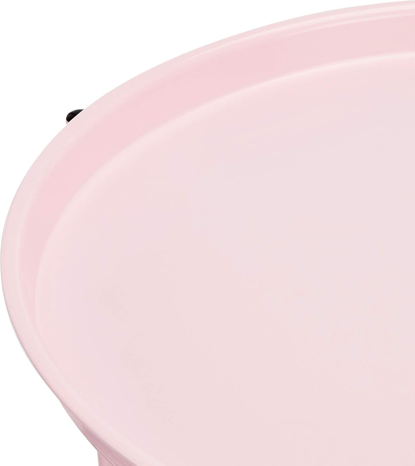 Round Storage End Table Dusty Pink with Fabric Bin 45x45x48cm Modern