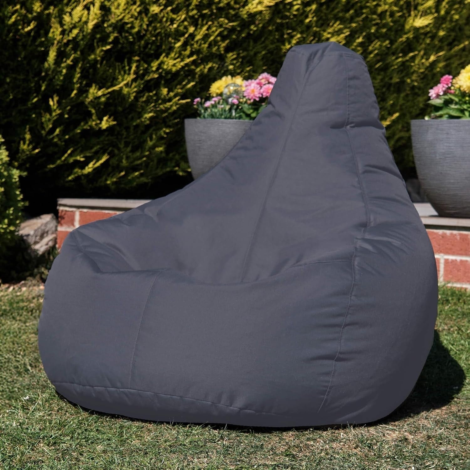 Water Resistant Recliner Bean Bag Chair Grey Indoor Outdoor Gaming