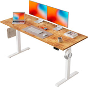 Electric Standing Desk 140x60cm Adjustable Brown Sit Stand Table with Memory