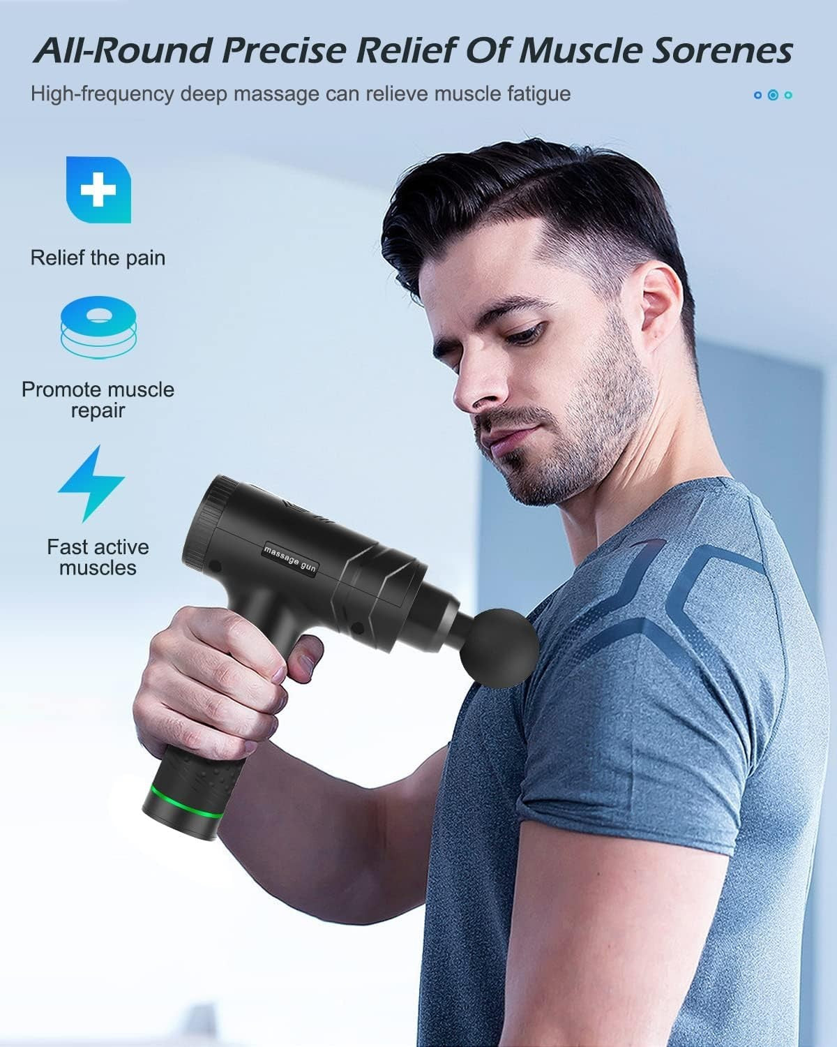 Deep Tissue Massage Gun 30 Speeds Percussion Muscle Massager 8 Heads LCD