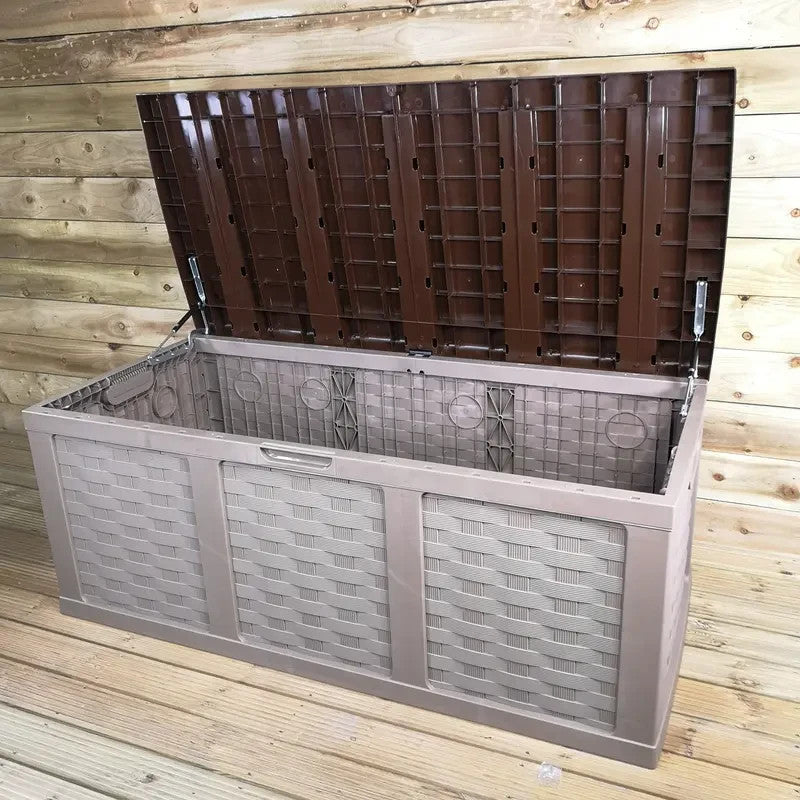 634L Rattan Garden Storage Box Seat Waterproof Outdoor Decking Bench