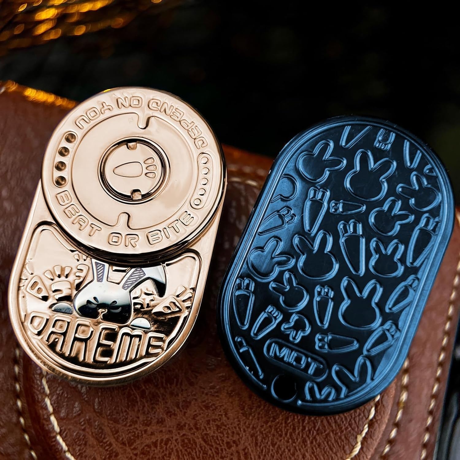 Blue Metal Rabbit Fidget Slider EDC Stress Relief Clicker