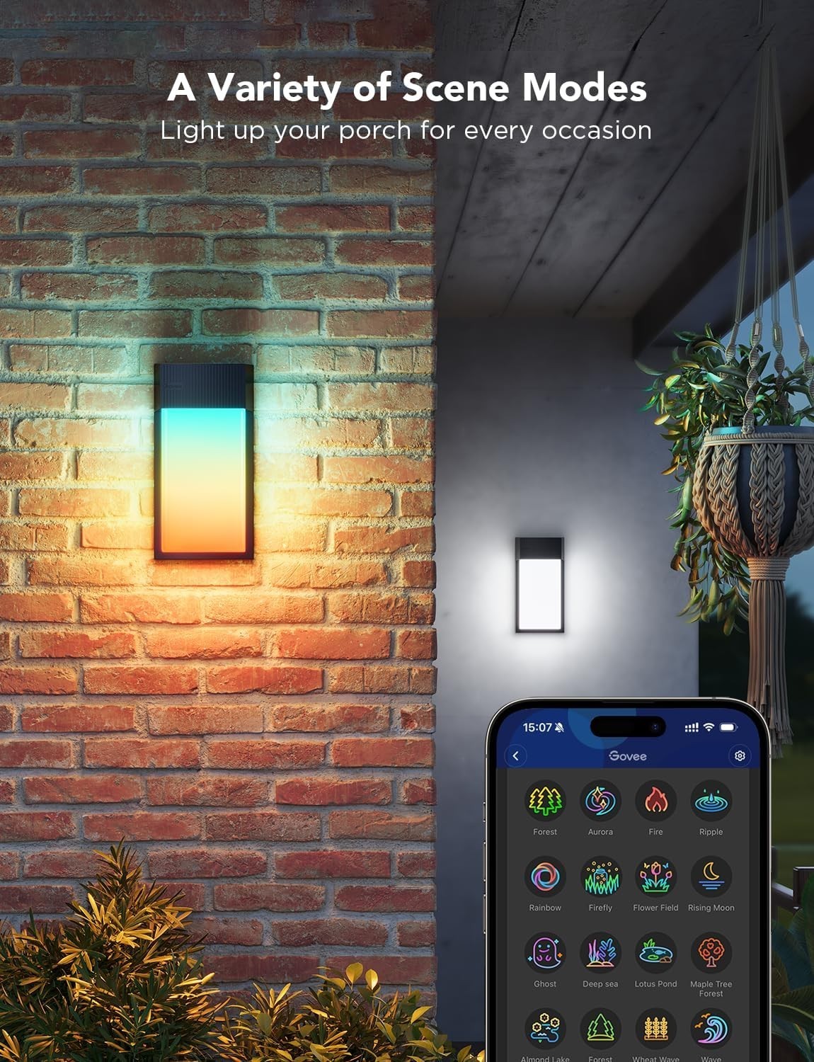 Smart RGB Outdoor Wall Lights 2-Pack 1500LM Waterproof Alexa Control