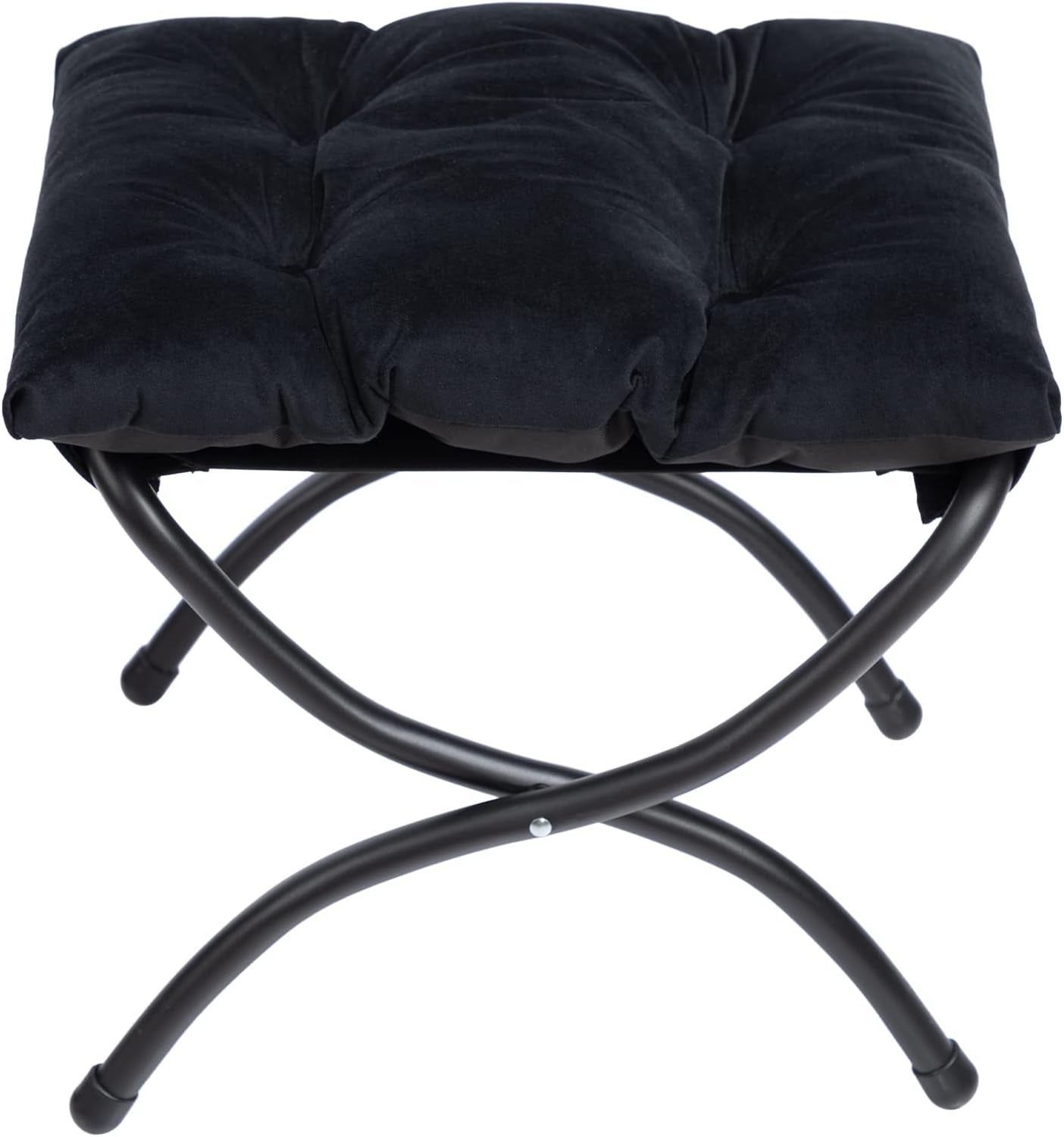 Plush Velvet Armchair with Footstool Living Room Bedroom Lounge Chair Black