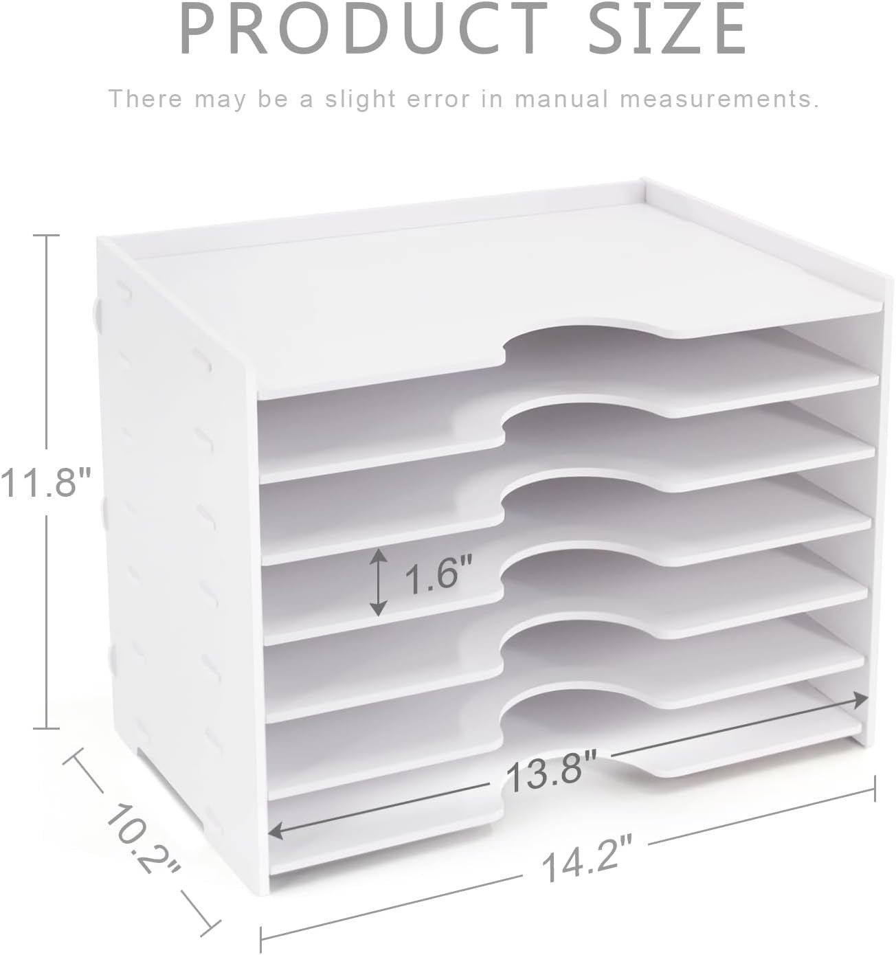 7-Tier Wide Desk File Organizer | Letter Tray Storage Rack, Desktop Sorter
