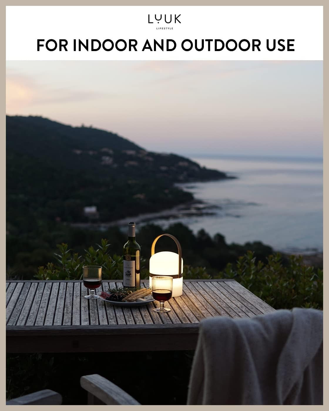LED Lantern Terracotta 26.5cm Portable Rechargeable