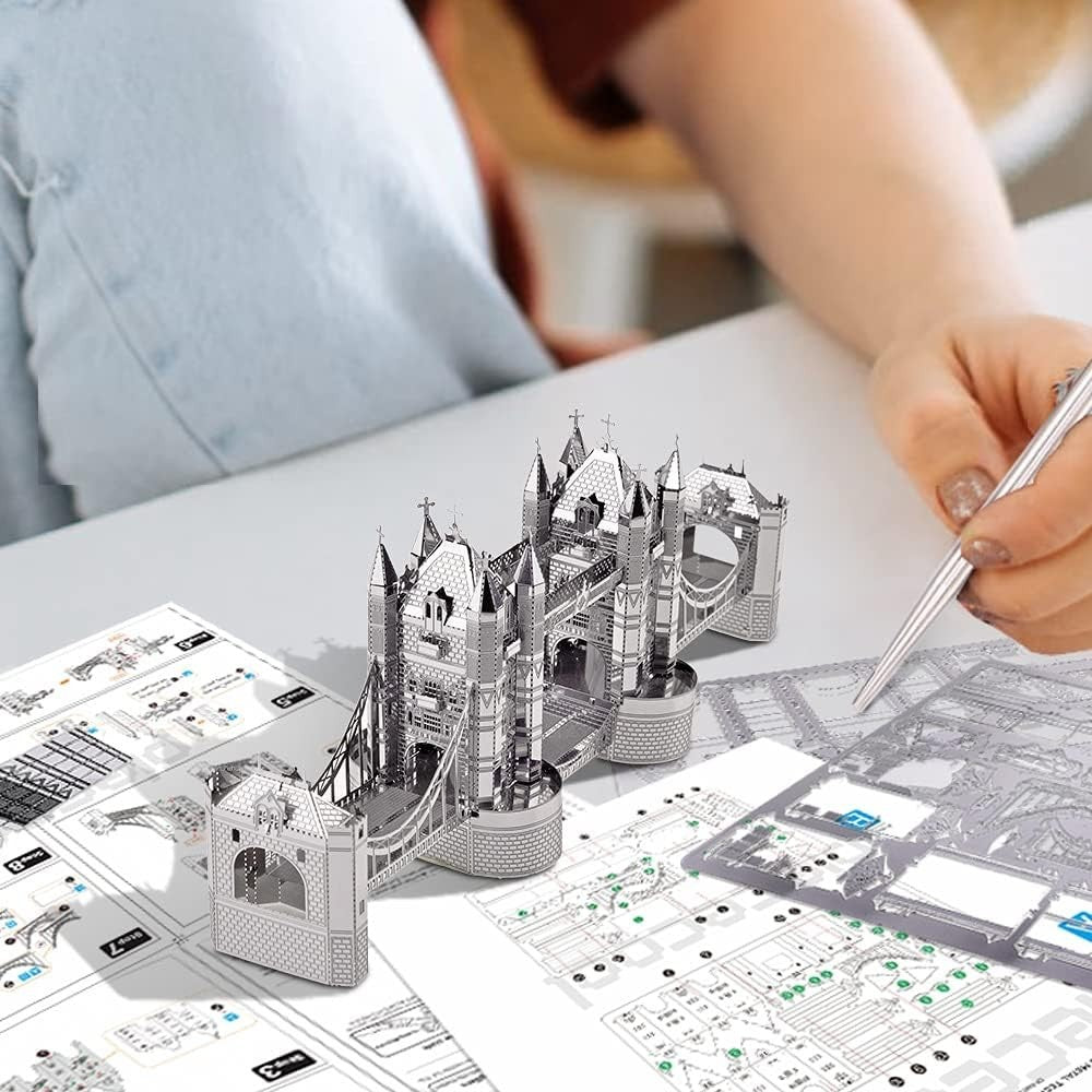 3D Metal Puzzle Tower Bridge Model | 65pcs DIY Kit for Adults & Teens