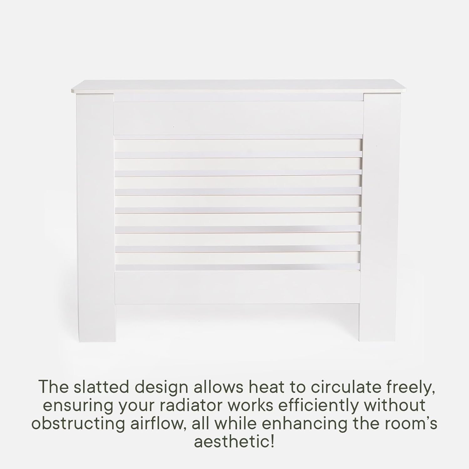 White Radiator Cover Medium MDF Slatted Cabinet – Modern Style