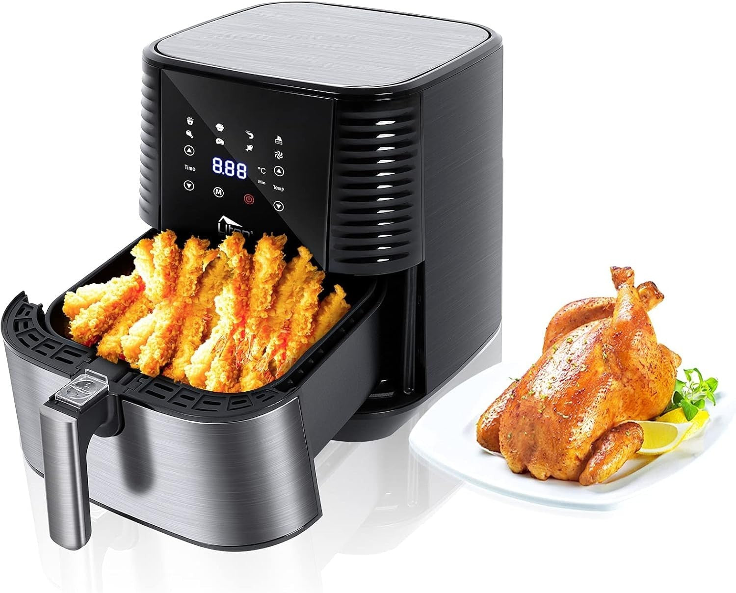 Air Fryer 5.5L 1700W Digital Display Oil-Free Healthy Cooking Bake Grill Roast