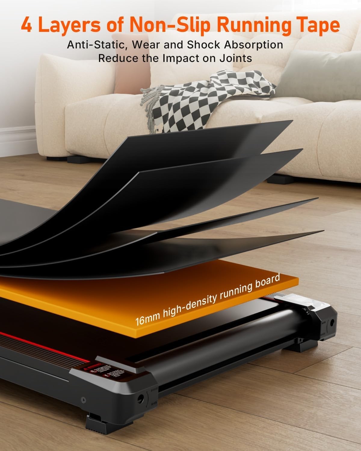 Compact Under Desk Treadmill 2.5HP Incline Walking Pad 330lbs Capacity