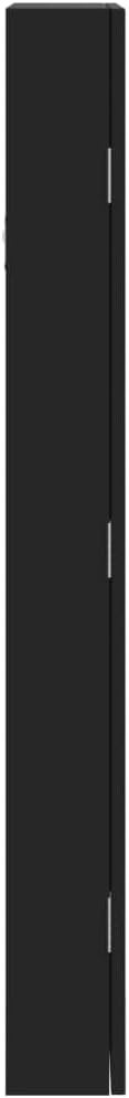 LED Wall Mounted Jewelry Cabinet Mirror Lockable Storage Organizer Black
