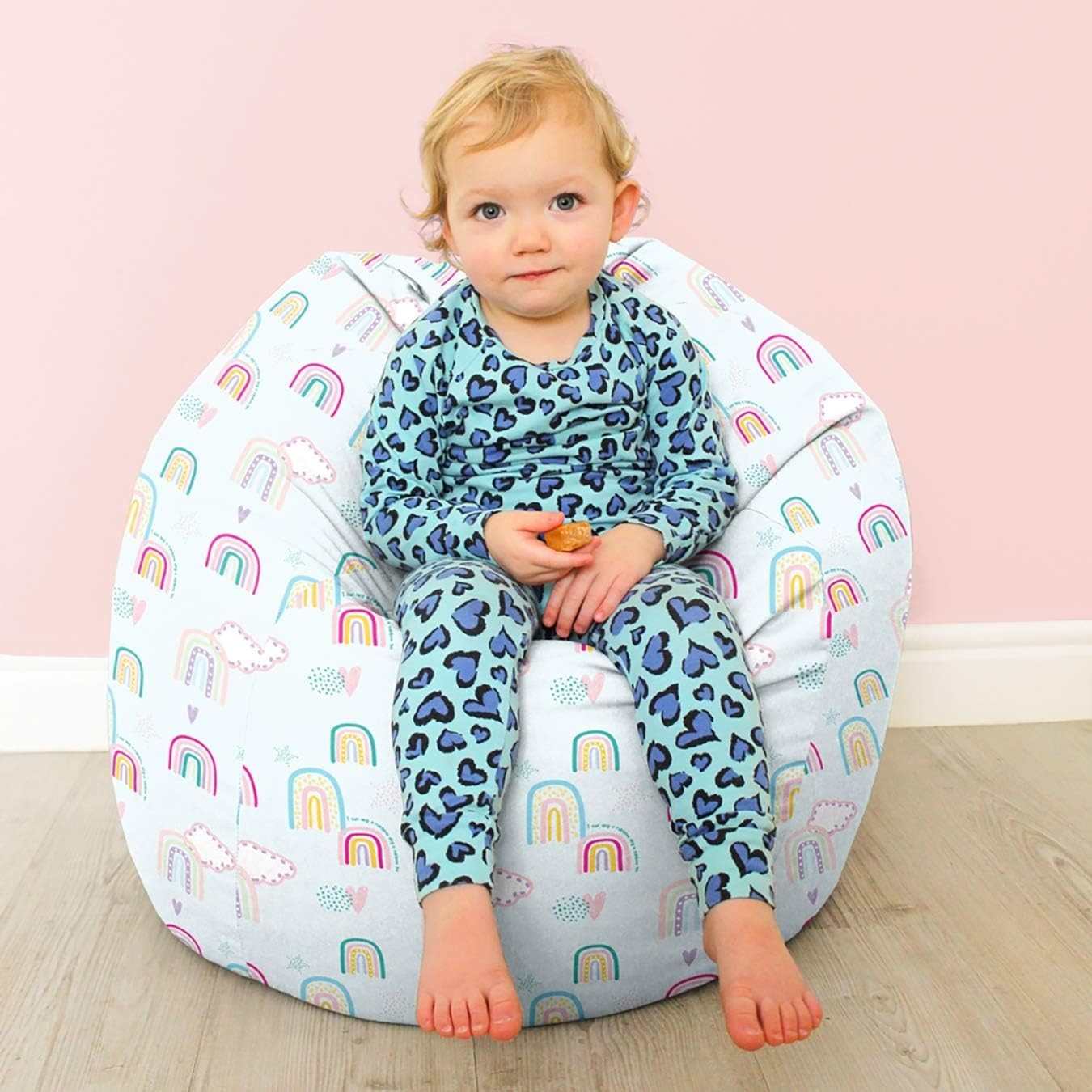 Kids Bean Bag Chair Rainbow Washable Seat for Bedroom Playroom 65x85cm