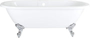 White Double Ended Freestanding Roll Top Bath 1795x785mm Chrome Claw Feet