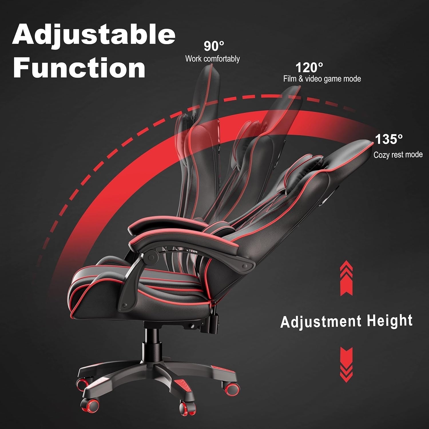 Ergonomic PU Leather Gaming Office Chair Recliner High Back Swivel 150KG Support