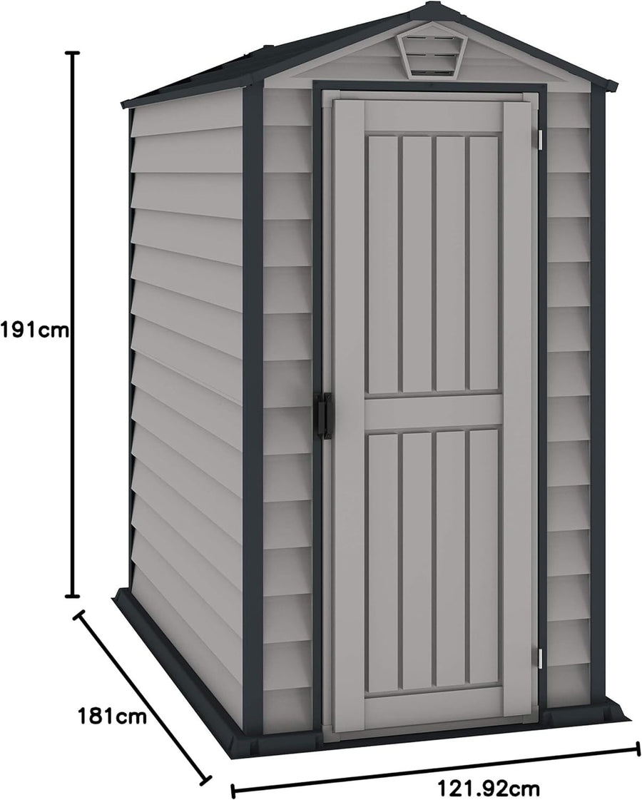 4x6FT Plastic Garden Shed with Floor Lockable Outdoor Weatherproof Storage