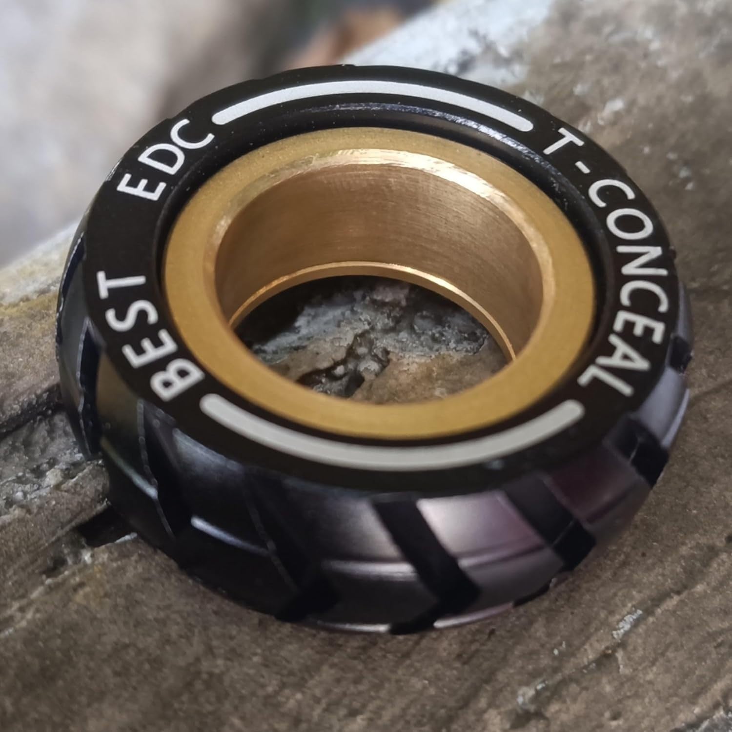 Black Magnetic Haptic Fidget Ring Stainless Steel ADHD Stress Toy