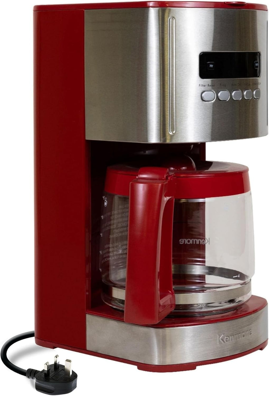 12-Cup Filter Coffee Maker 1.8L Programmable Timer Auto Shut-Off Red