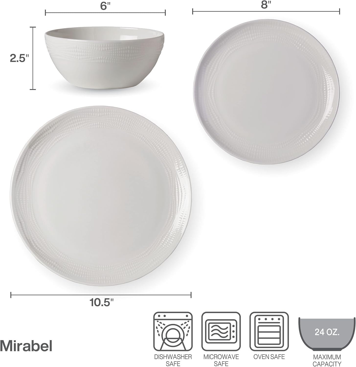 12 Piece Vegan Bone China Dinner Set Chip Resistant Plates Bowls White
