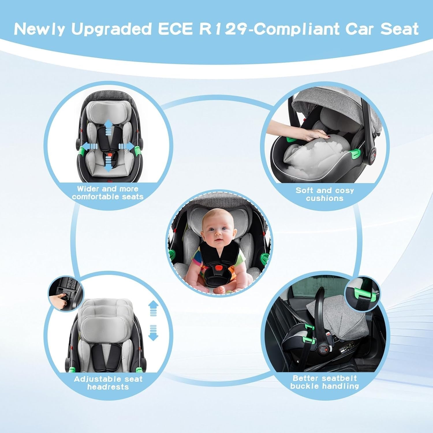 3 in 1 Baby Stroller with Car Seat Foldable Pram Travel System Black