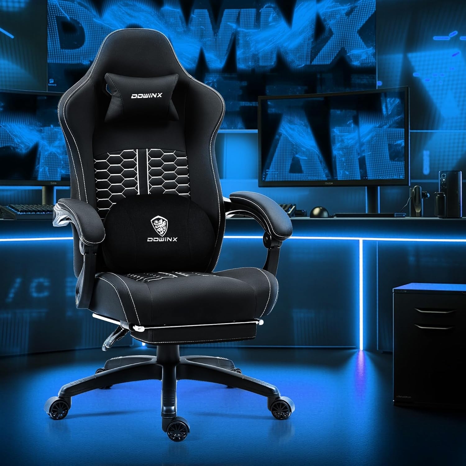 Heated Massage Gaming Chair Recliner with Footrest Ergonomic Black