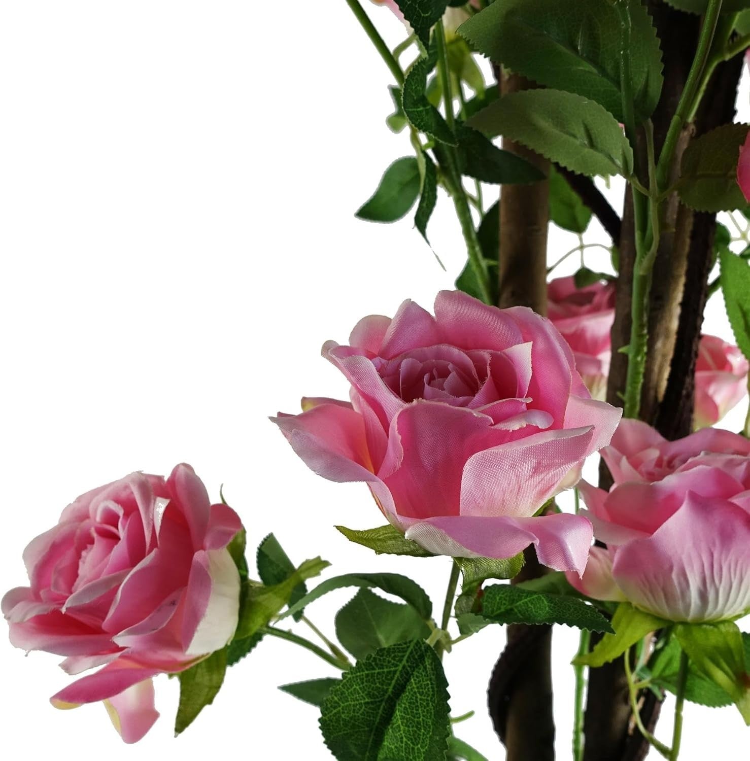 105cm Artificial Pink Rose Blossom Tree Floral Plant in Pot Indoor Decoration