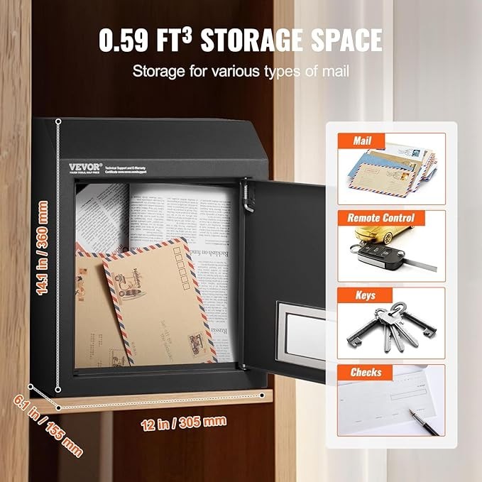 Secure Wall Mounted Mail Drop Box – Rainproof Steel, Combo Lock, Large Capacity