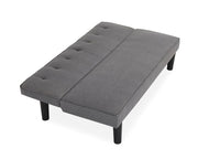3 Seater Charcoal Grey Sofa Bed Tufted Clic Clac Recliner w/ Wood Frame