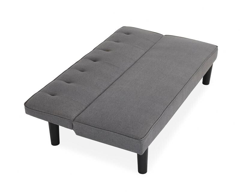 3 Seater Charcoal Grey Sofa Bed Tufted Clic Clac Recliner w/ Wood Frame