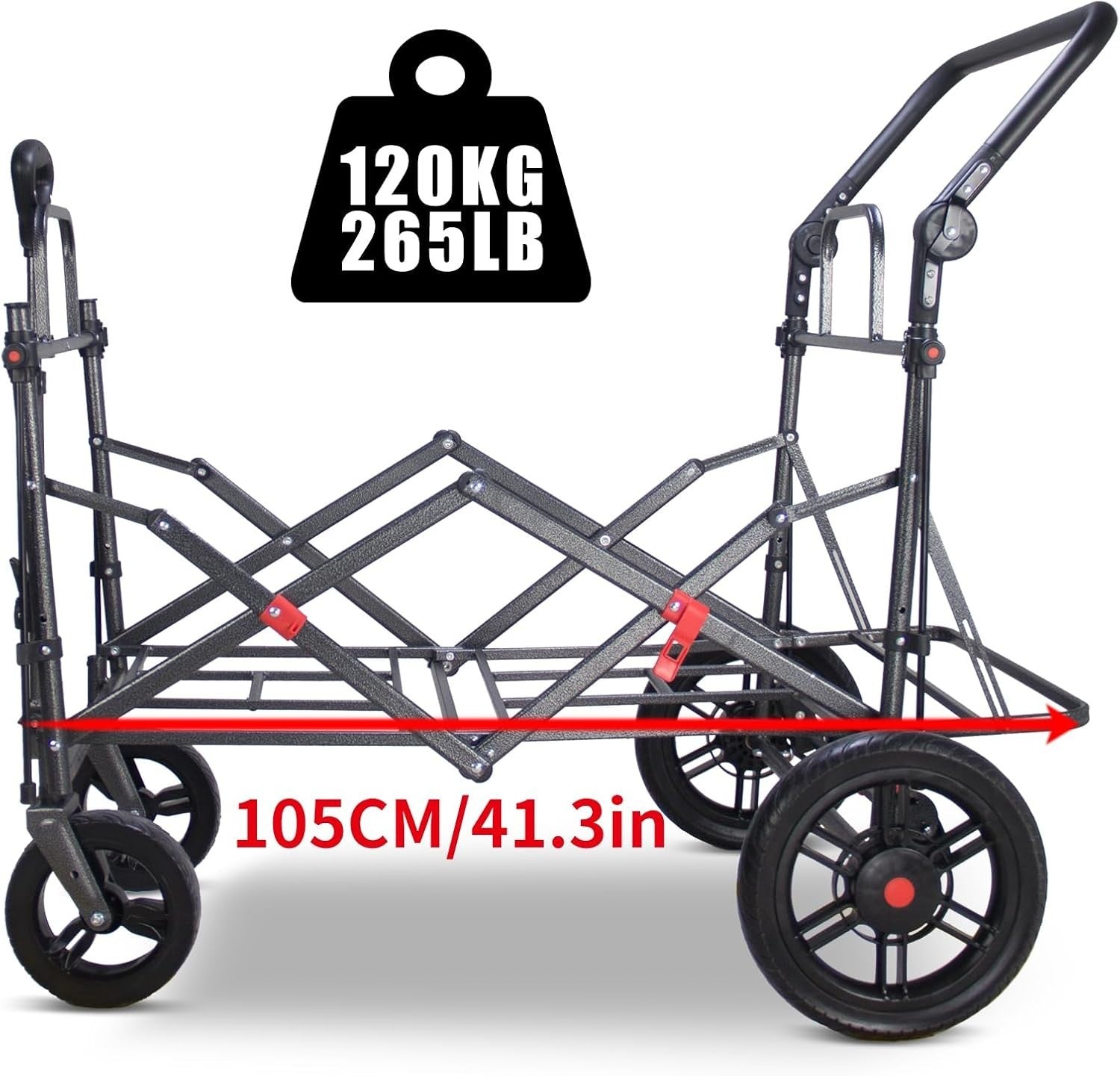 Folding Wagon w/ 2 Seats Canopy 120kg Load Garden Cart Brake Large Storage Green
