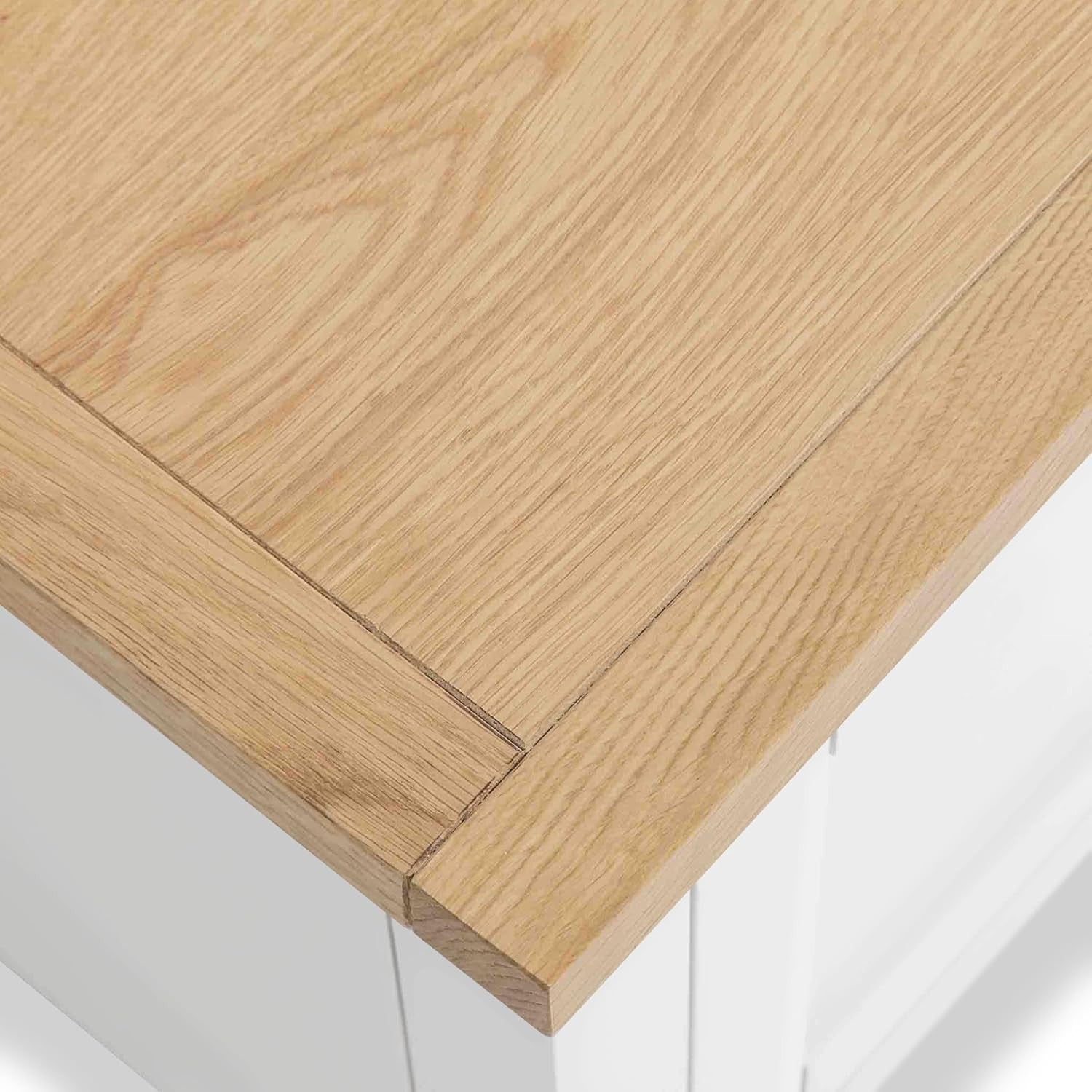 White 3 Drawer Solid Wood Chest Oak Top Bedroom Storage Cabinet Unit