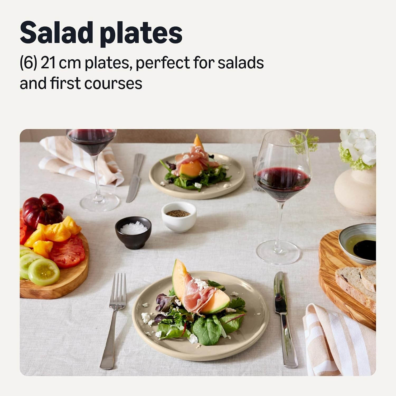 6pc Stoneware Salad Plates 21cm Side Plates Microwave Dishwasher Safe