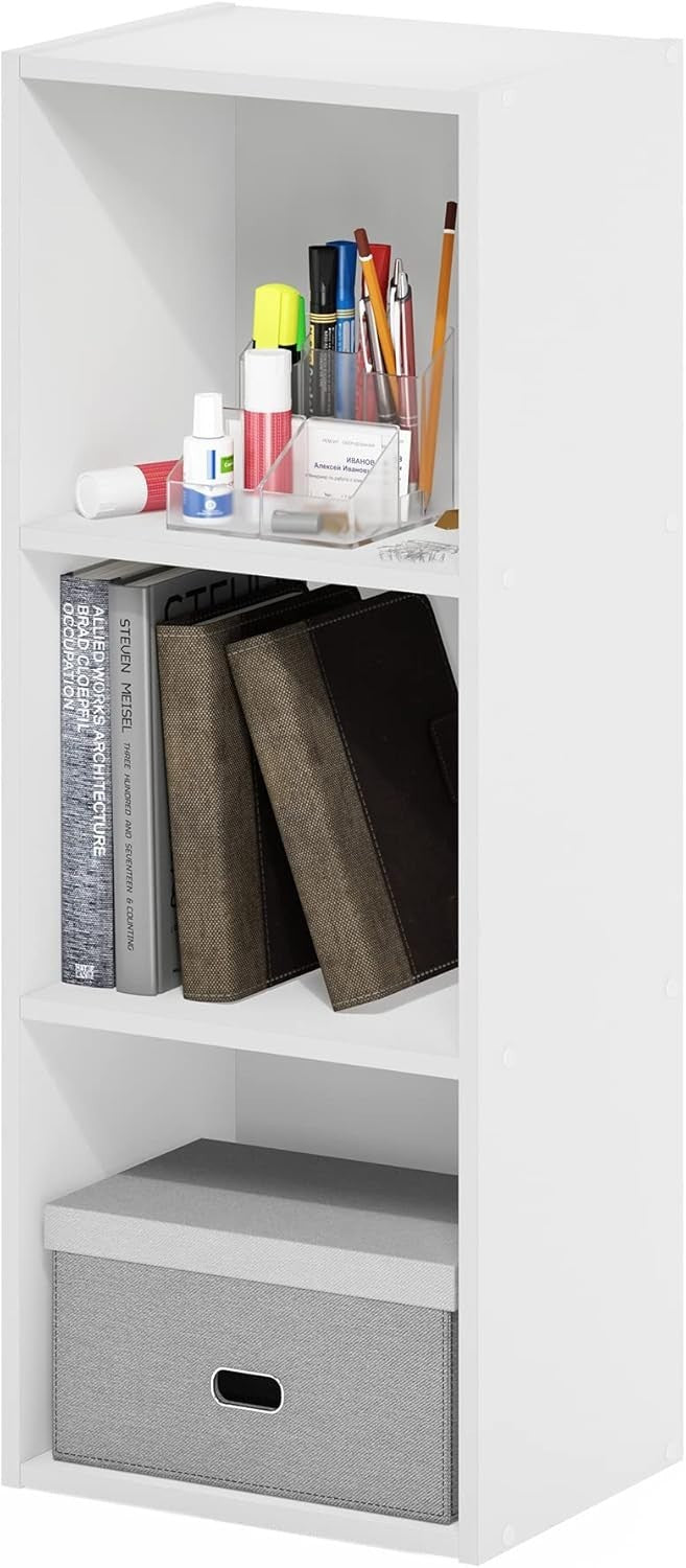 3 Cube No Tool Bookcase Small Storage Shelf Compact Organizer Bookshelf White