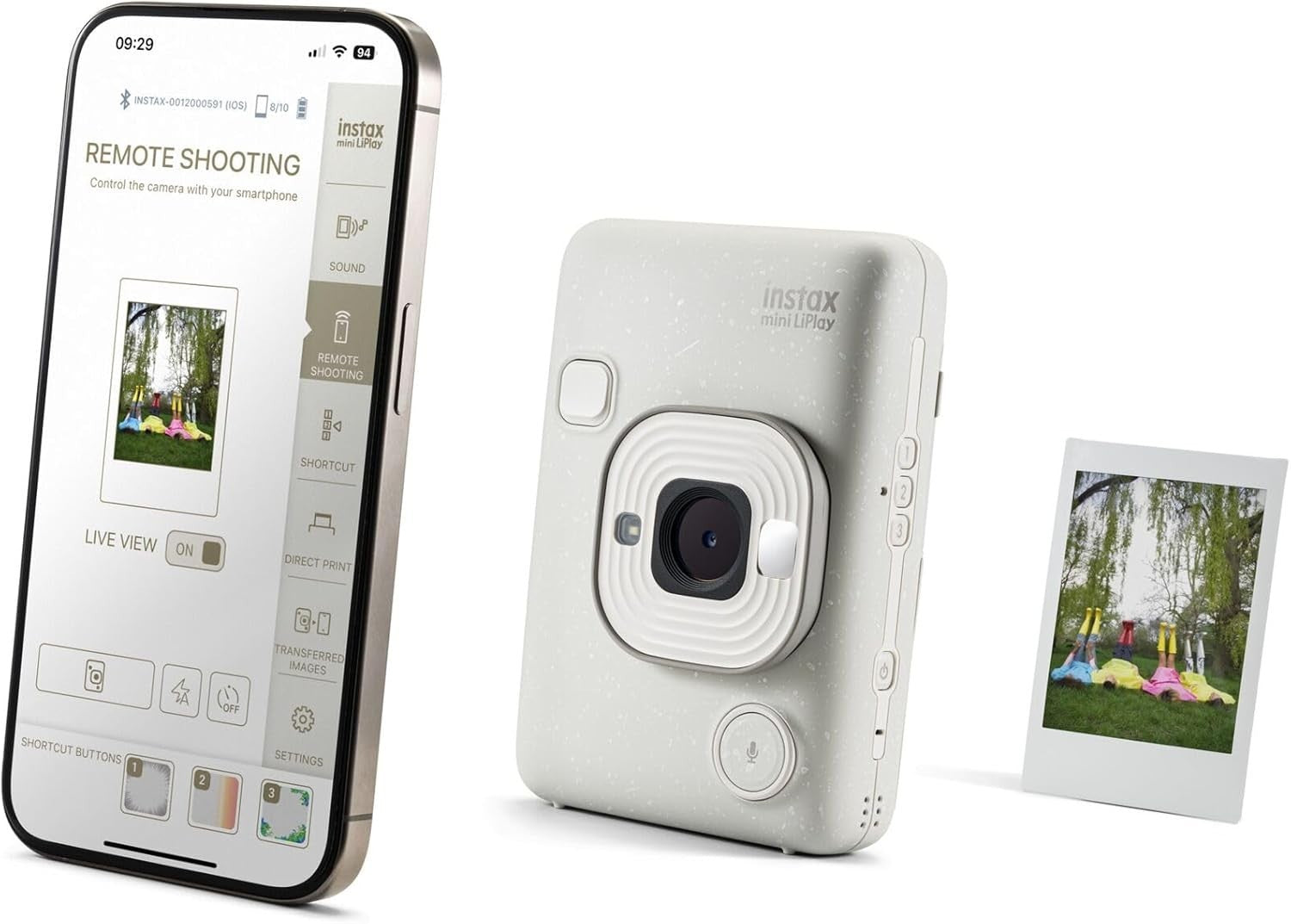 Hybrid Instant Camera LCD Screen USB-C Photo Printer White Camera