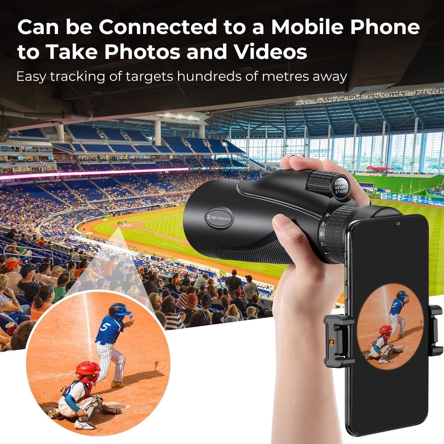 8-32x50 Zoom Monocular HD BAK4 FMC Waterproof Phone Adapter Outdoor Travel