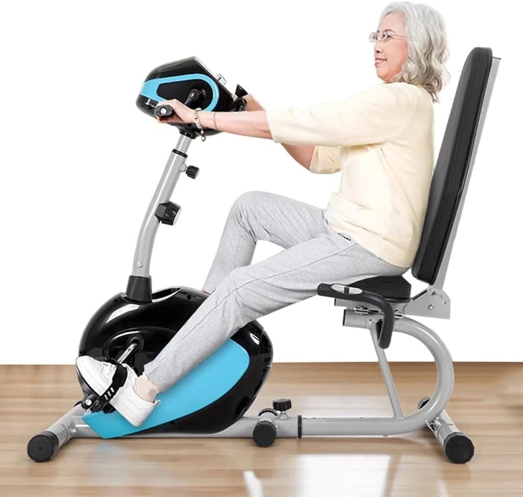 Recumbent Exercise Bike Magnetic Adjustable Seat Arm Leg Trainer Quiet Home