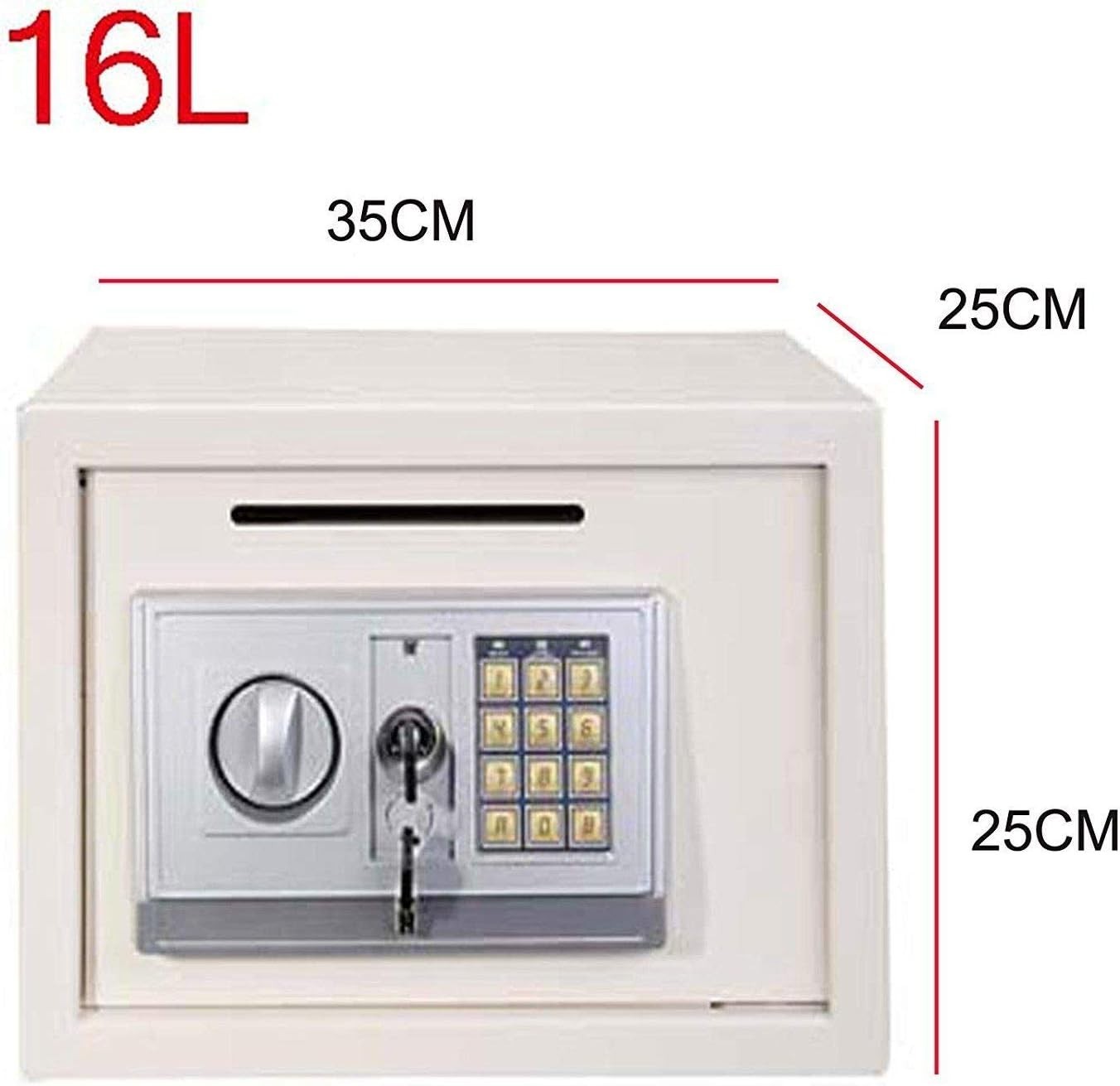 16L Digital Safe Box Electronic Keypad Cash Document Security White
