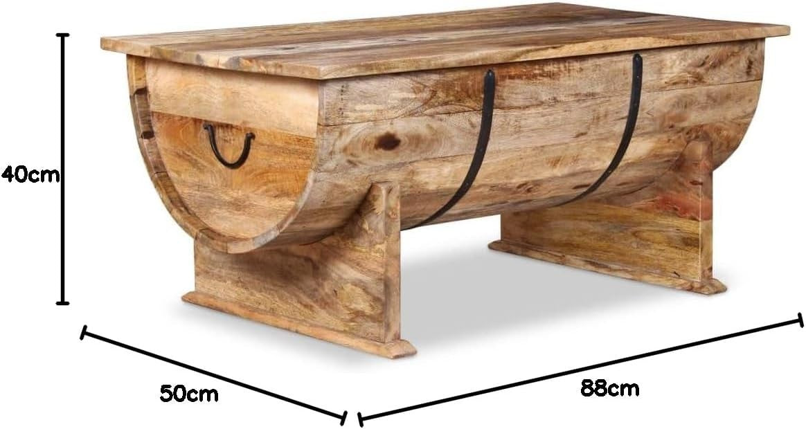 Solid Mango Wood Coffee Table with Storage | 88x50x40cm Rustic Vintage Living