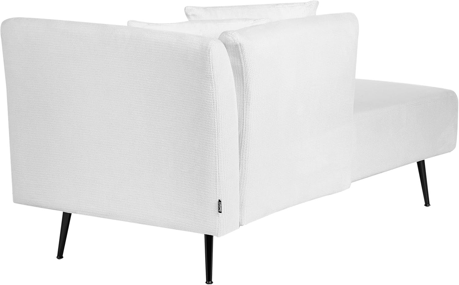 Modern White Chaise Lounge Sofa | Cushions, Metal Legs, Compact Seating