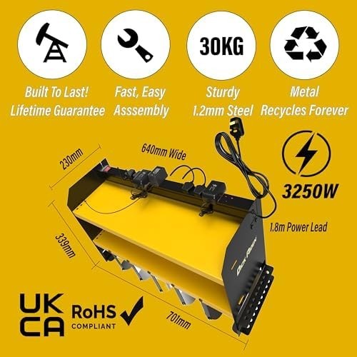 Heavy Duty Wall Mounted Tool Organizer Rack 6-Slot with Power Strip – Yellow