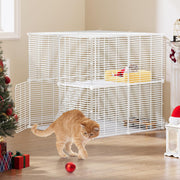 2-Tier Indoor/Outdoor Cat Cage Playpen with Ladder & 2 Doors, Sturdy Metal