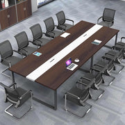 Dark Brown + White Conference Table 240cm w/ Metal Frame & Durable Top