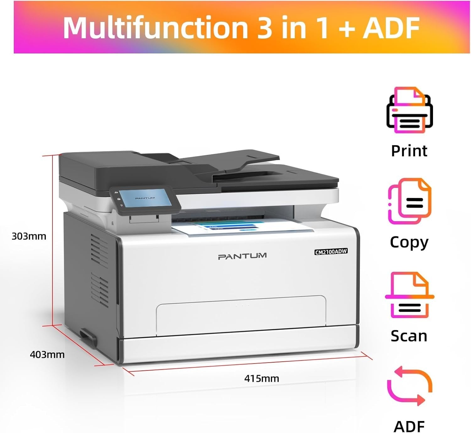 White Colour Laser Printer A4 20ppm Duplex Wireless Office Home