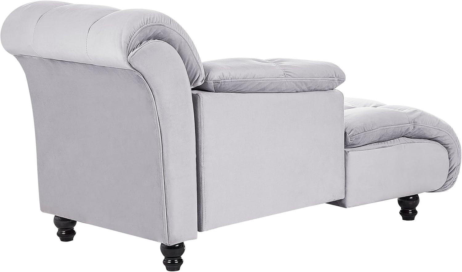 Modern Velvet Right Hand Chaise Lounge Grey Upholstery Black Legs
