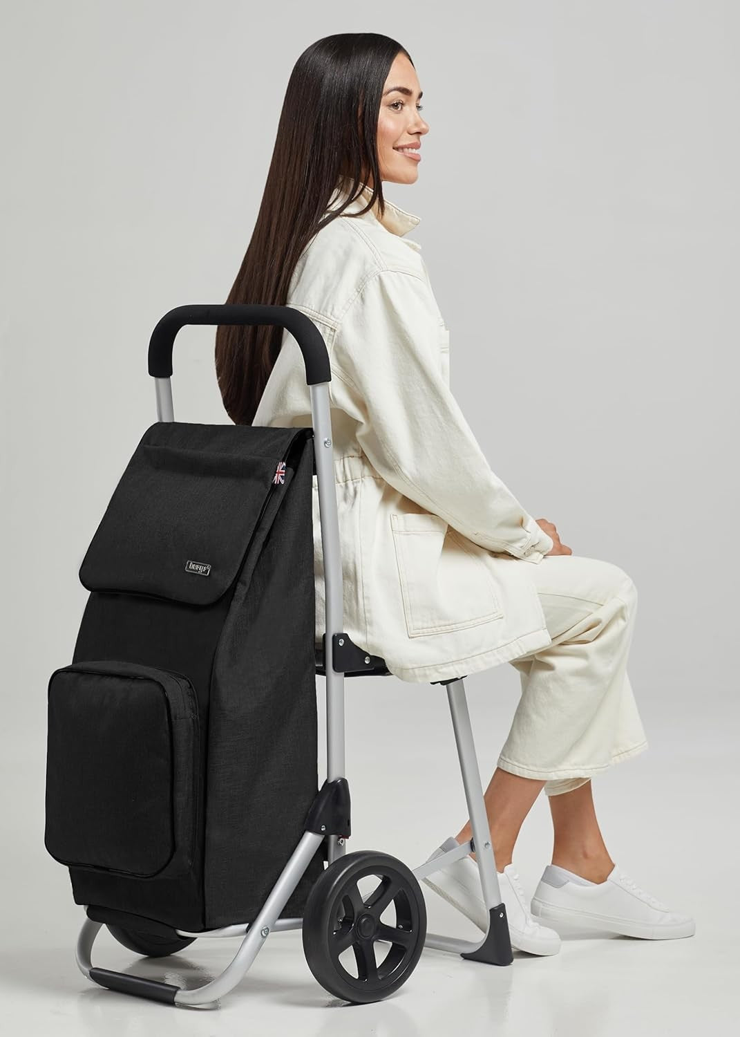 Aluminium Shopping Trolley with Seat Foldable Lightweight Wheeled Cart