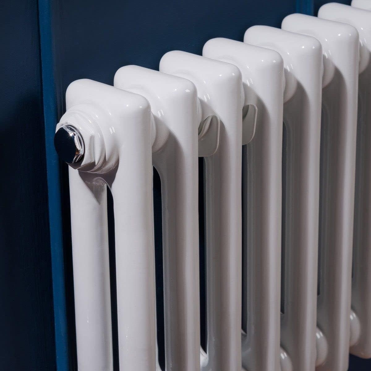 Double Column Horizontal Radiator 300x1190mm White Cast Iron Style