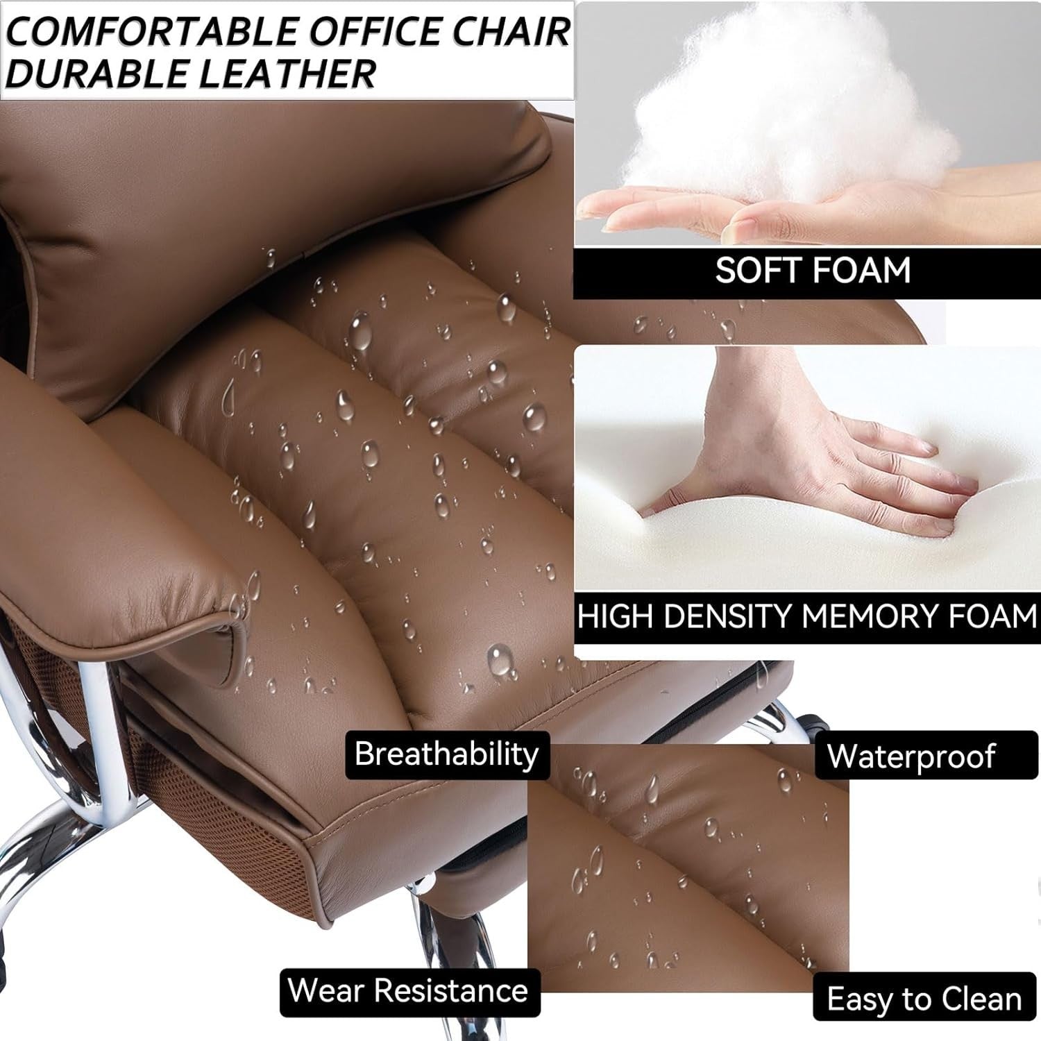 Executive Office Chair Large Tall PU Leather Footrest 135° Recline Swivel 200KG