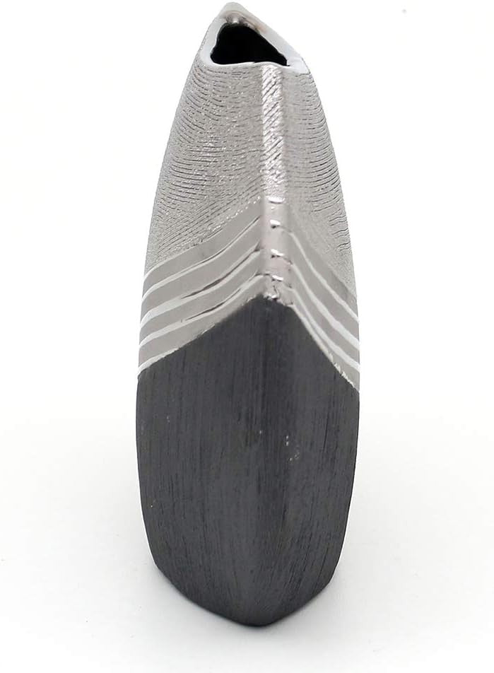 Modern Ceramic Vase 25cm Silver Grey Decorative Centrepiece Home Decor