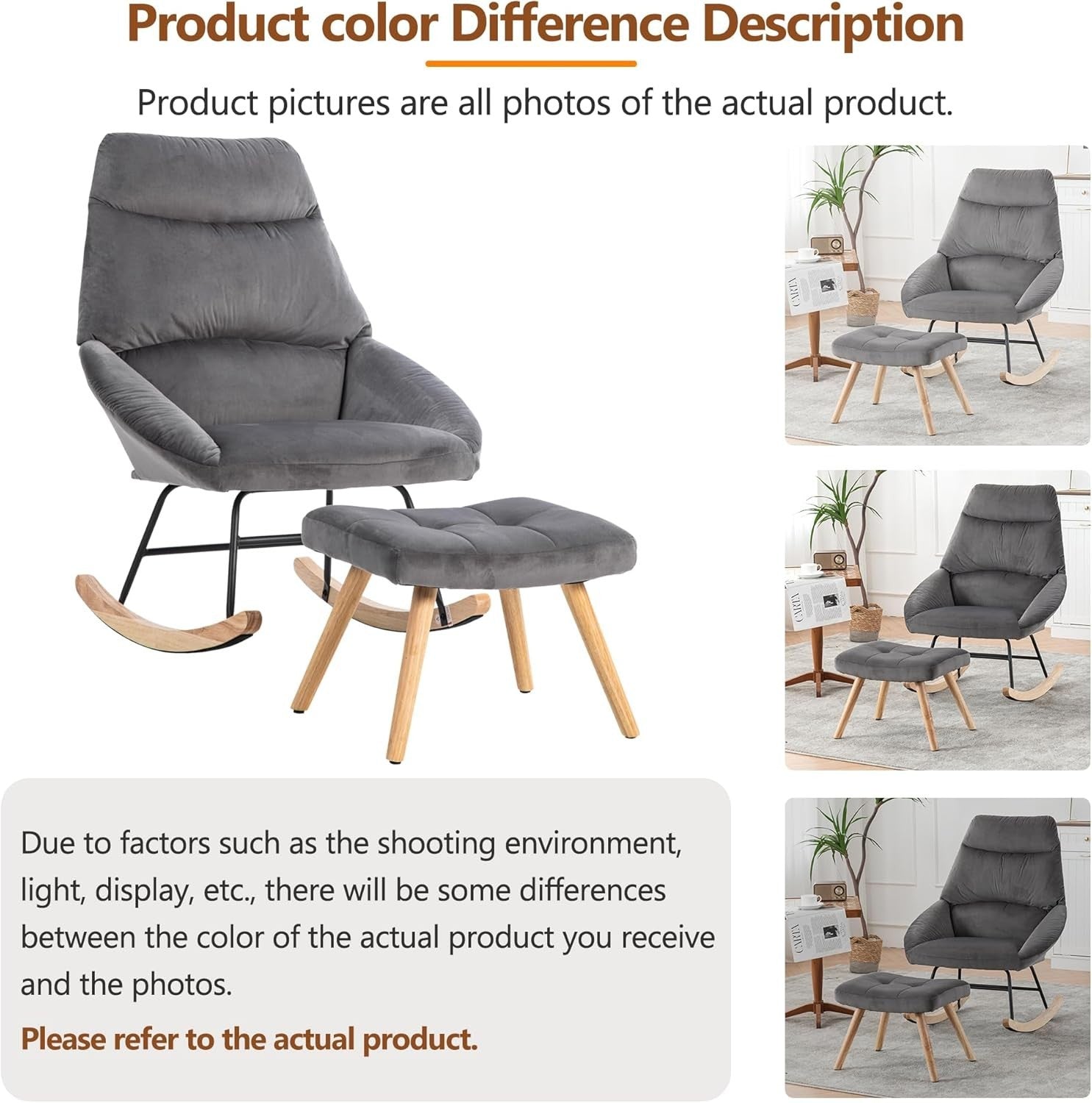 Ergonomic Rocking Chair with Footstool | High Back, Cushioned Lounge Seat