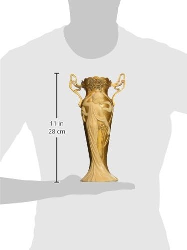 Art Nouveau Ivory Gold Resin Vase Sculptural Luxury Home Decor Accent